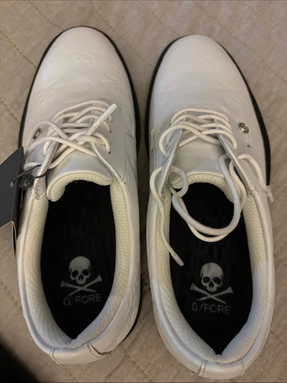 G/FORE Men's Gallivanter Debossed Skull & T's Leather Spikeless Golf Shoes